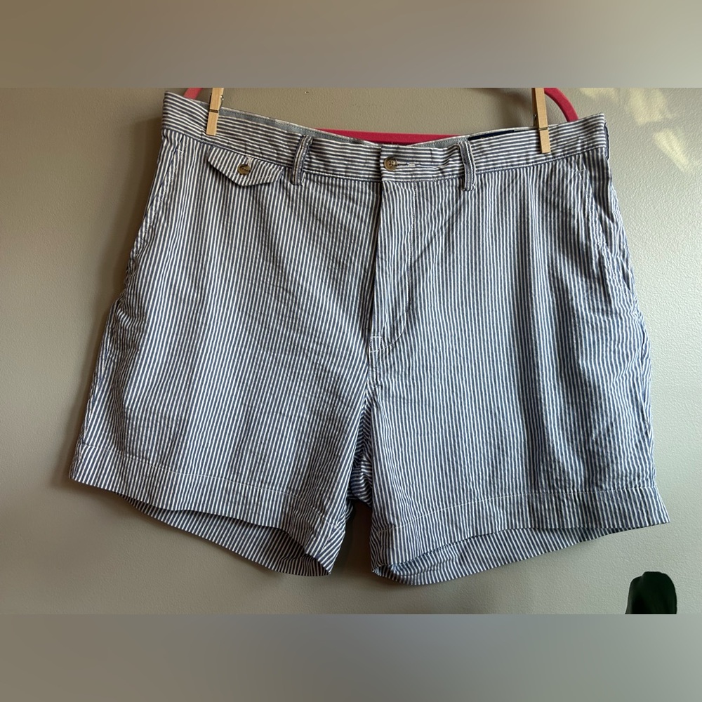 Like new! Ralph Lauren Men's Striped Shorts - Blue and White size 38